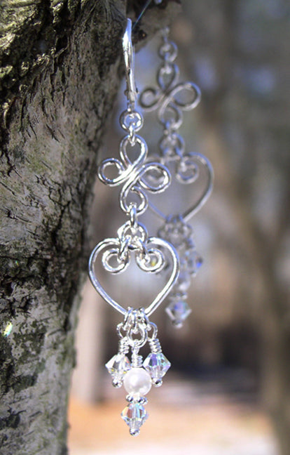 Bridal Chandelier Earrings, Wedding Earrings, Pearl Chandelier Earrings, Crystal Earrings