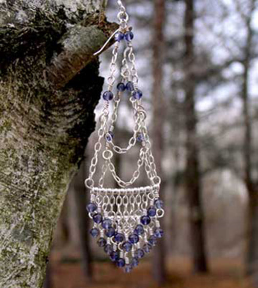 Silver Chandelier Earrings | Iolite (Water Sapphire) Blue Chandelier Earrings